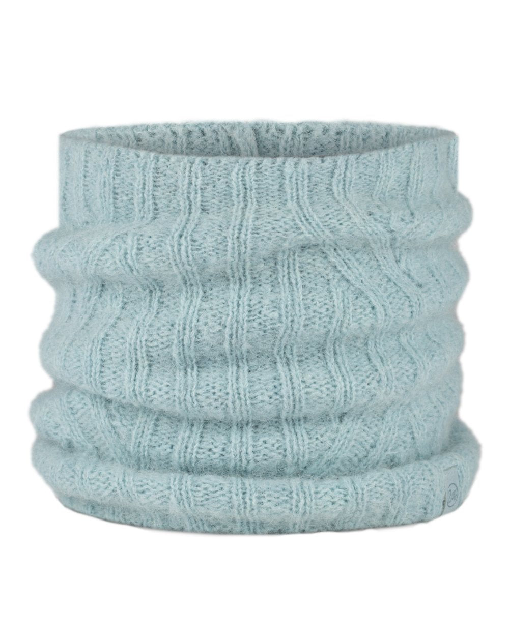 Pool coloured Buff Nerla Knitted Neck Warmer on white background #colour_pool