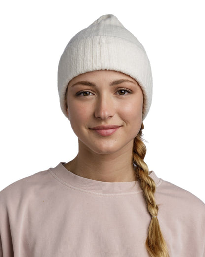 Ice Coloured Buff Nilah Knitted Beanie on white background #colour_ice