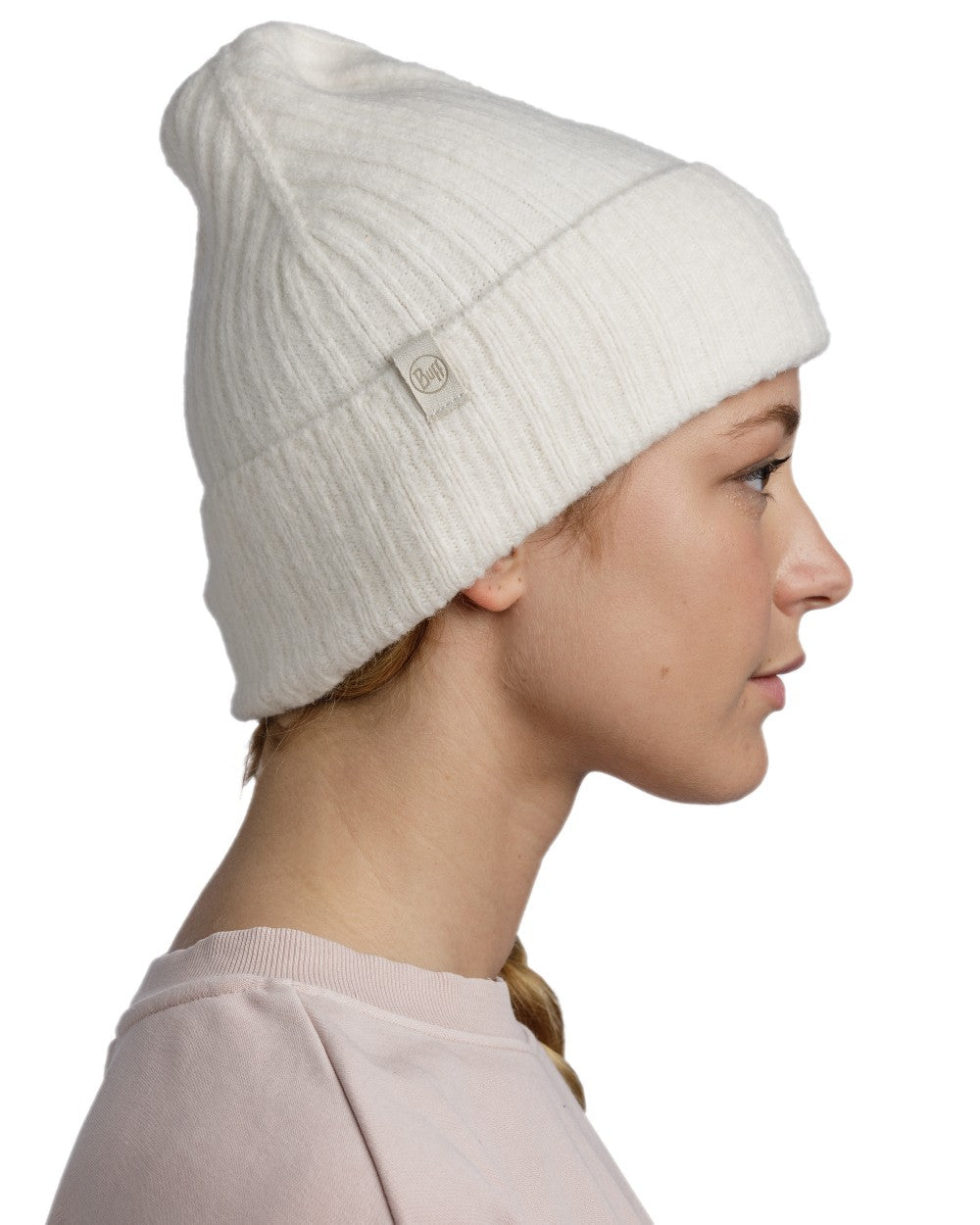 Ice Coloured Buff Nilah Knitted Beanie on white background #colour_ice