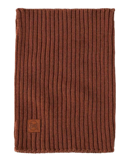Cinnamon coloured Buff Norval Merino Wool Knitted Neck Warmer on white background #colour_cinnamon