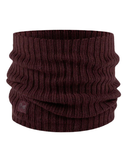 Maroon coloured Buff Norval Merino Wool Knitted Neck Warmer on white background #colour_maroon