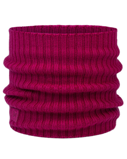 Orchid Coloured Buff Norval Merino Wool Knitted Neck Warmer on white background #colour_orchid