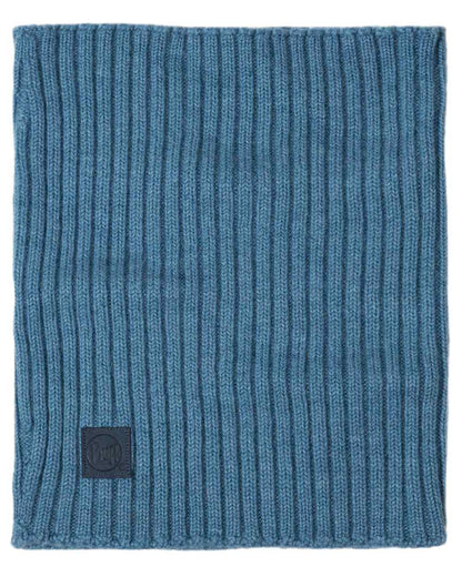 Water Coloured Buff Norval Merino Wool Knitted Neck Warmer on white background #colour_water