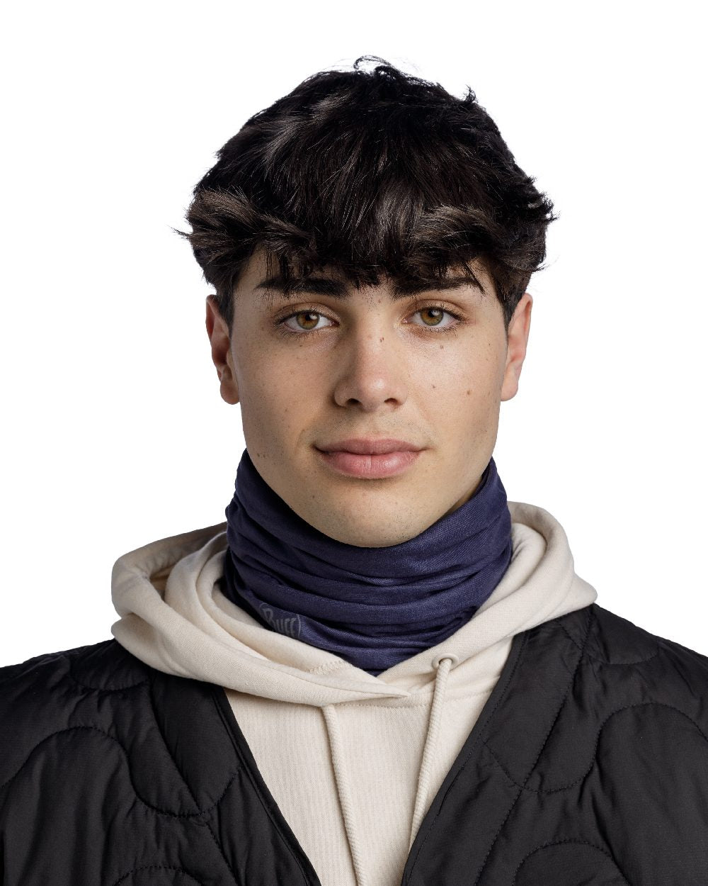Night Blue Coloured Buff Original EcoStretch Neckwear on white background #colour_night-blue