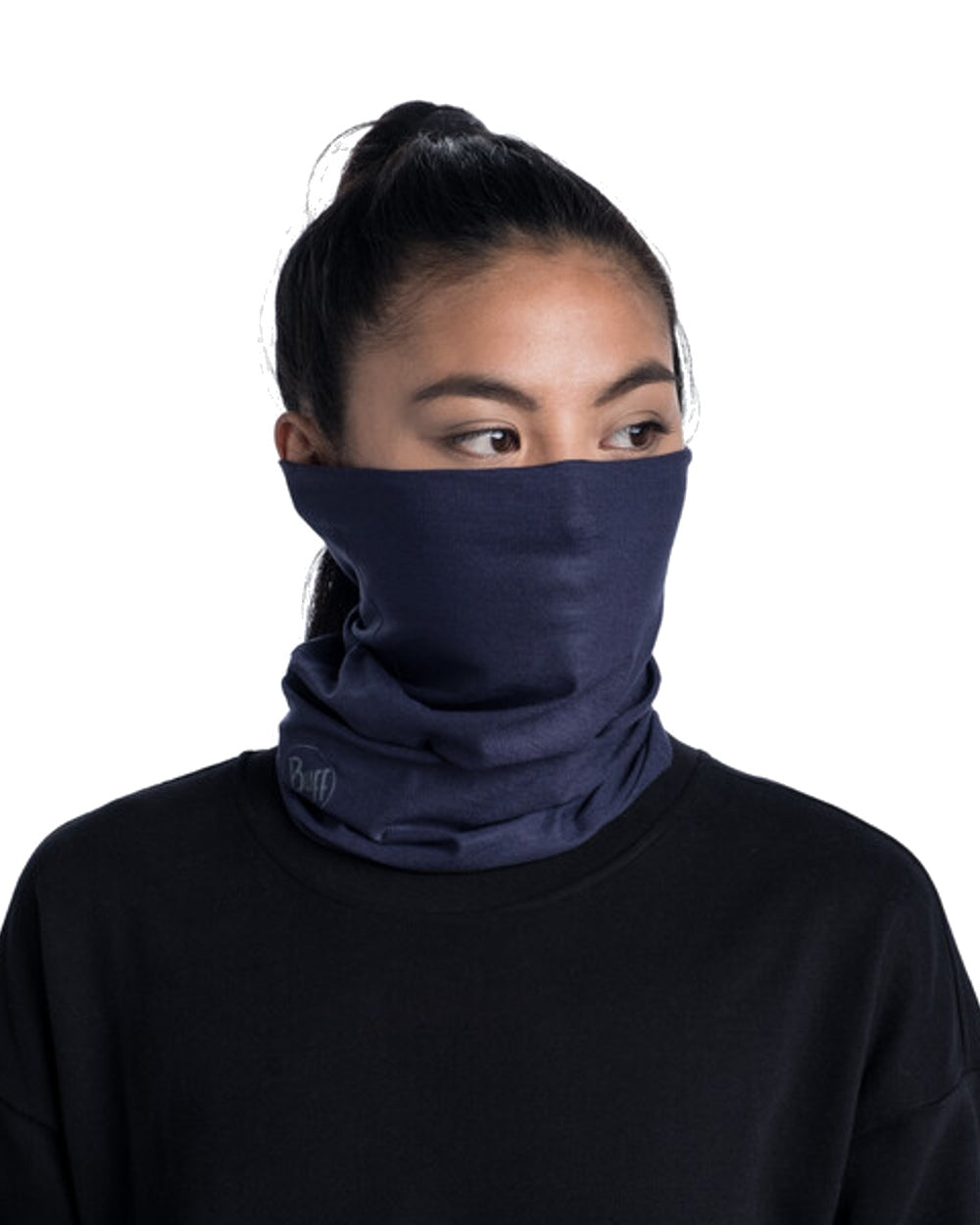 Night Blue Coloured Buff Original EcoStretch Neckwear on white background #colour_night-blue