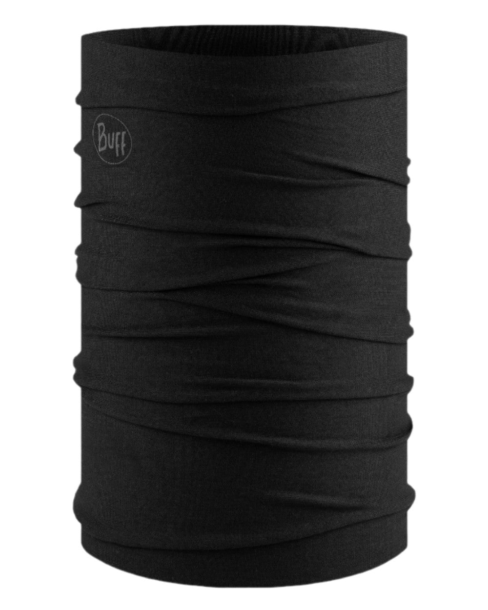 Solid Black Coloured Buff Original EcoStretch Neckwear on white background #colour_solid-black