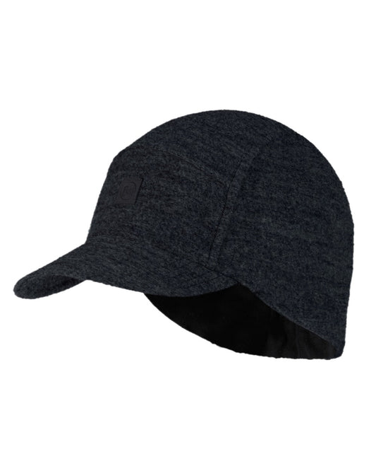 Black Coloured Buff Pack Merino Fleece Cap on white background #colour_black