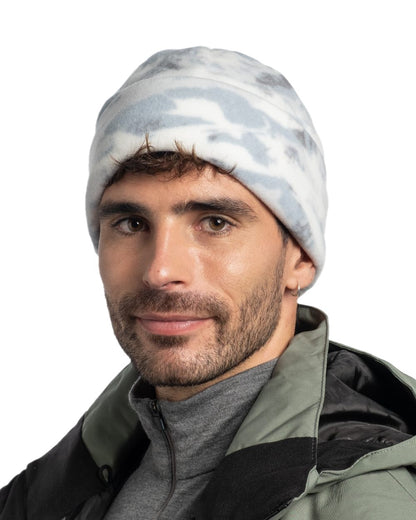 Comat Snow Coloured Buff Polar Prints Beanie on white background #colour_comat-snow