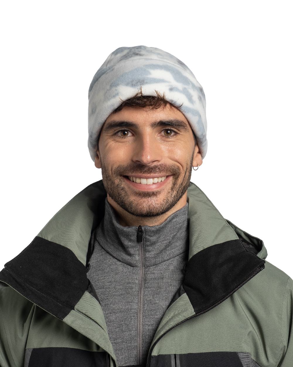 Comat Snow Coloured Buff Polar Prints Beanie on white background #colour_comat-snow