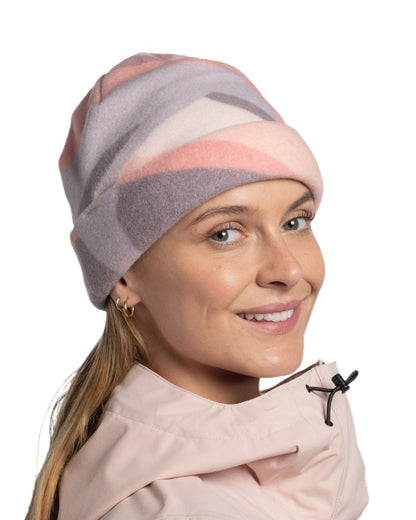 Sunif Multi Coloured Buff Polar Prints Beanie on white background #colour_sunif-multi