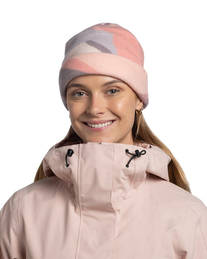 Sunif Multi Coloured Buff Polar Prints Beanie on white background #colour_sunif-multi