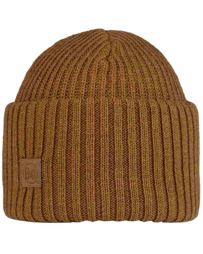 Copper Coloured Buff Rutger Knitted Beanie on white background #colour_copper
