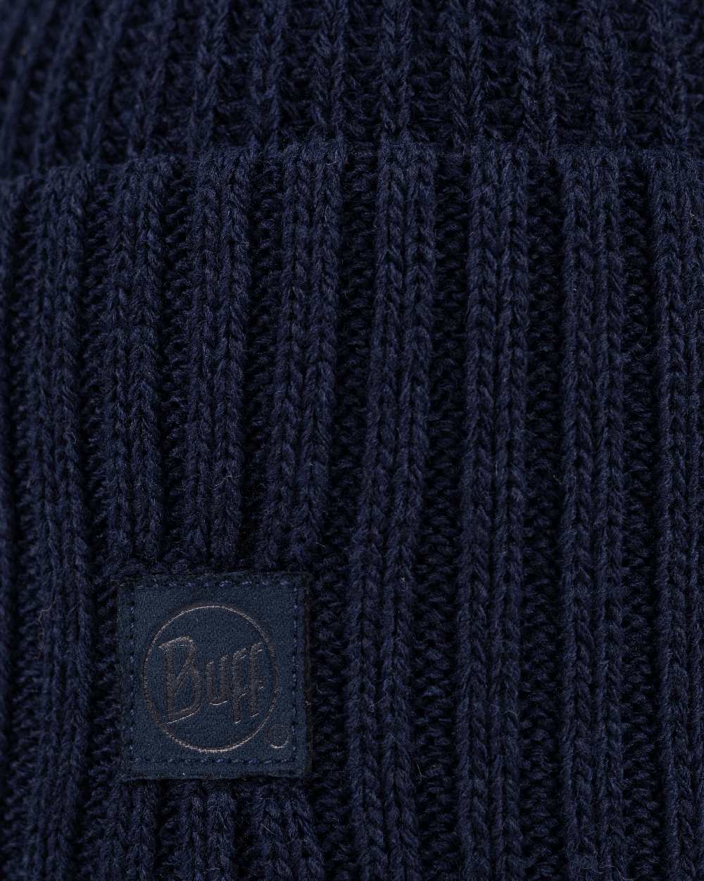 Midnight Coloured Buff Rutger Knitted Beanie on white background #colour_midnight