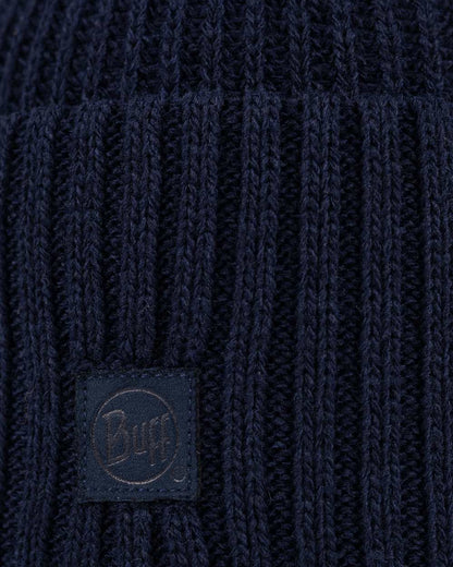 Midnight Coloured Buff Rutger Knitted Beanie on white background #colour_midnight