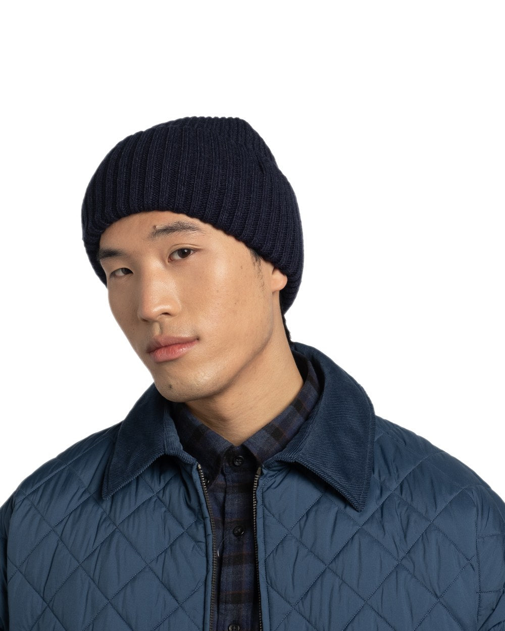 Midnight Coloured Buff Rutger Knitted Beanie on white background #colour_midnight