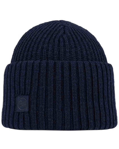 Midnight Coloured Buff Rutger Knitted Beanie on white background #colour_midnight