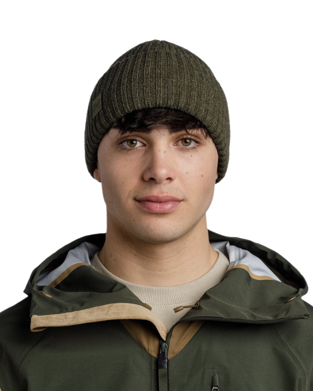 Silversage Coloured Buff Rutger Knitted Beanie on white background #colour_silversage