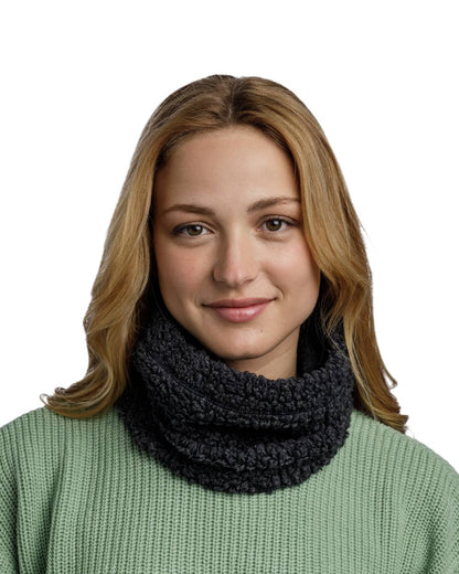 Black Coloured Buff Switch Polar Neck Warmer on white background #colour_black