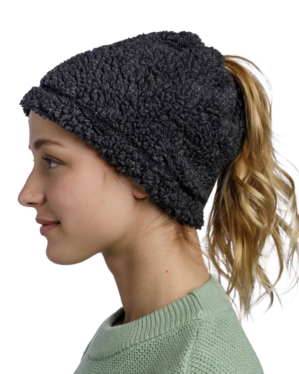 Black Coloured Buff Switch Polar Neck Warmer on white background #colour_black
