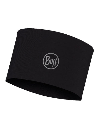 Black Coloured Buff Tech Polar Headband on white background #colour_black