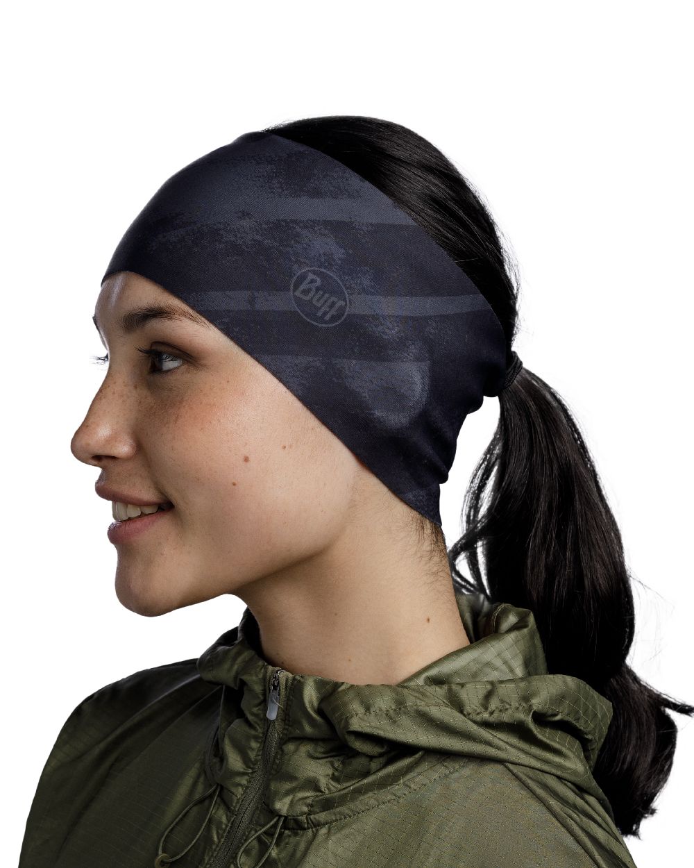 Grey Coloured Buff Tech Polar Headband on white background #colour_grey