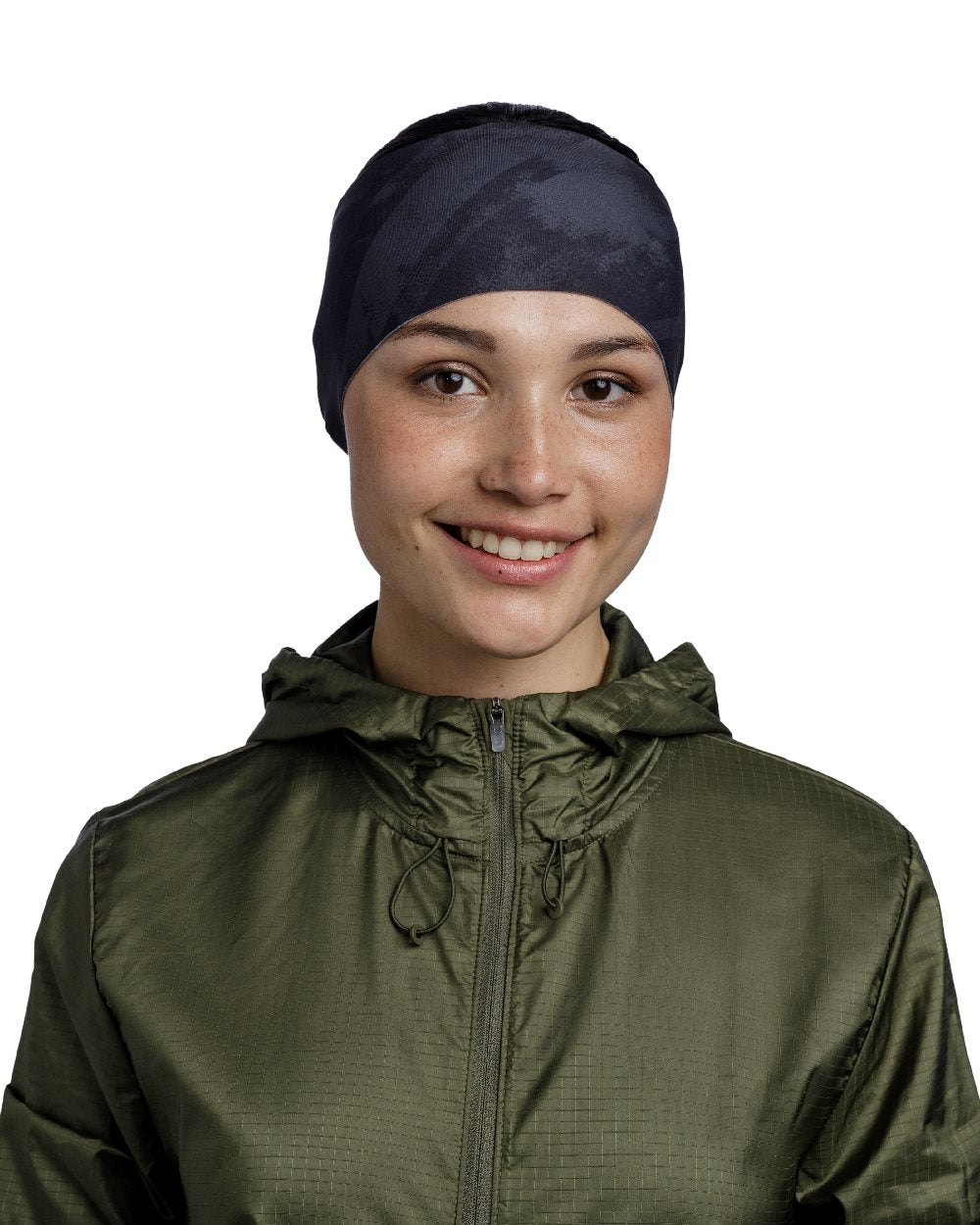 Grey Coloured Buff Tech Polar Headband on white background #colour_grey