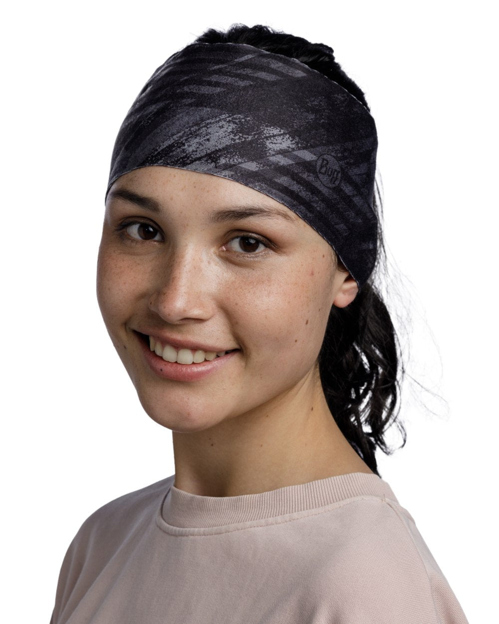 Bardeen Black Coloured Buff Thermonet Headband on white background #colour_bardeen-black