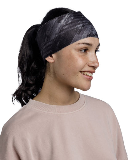 Bardeen Black Coloured Buff Thermonet Headband on white background #colour_bardeen-black