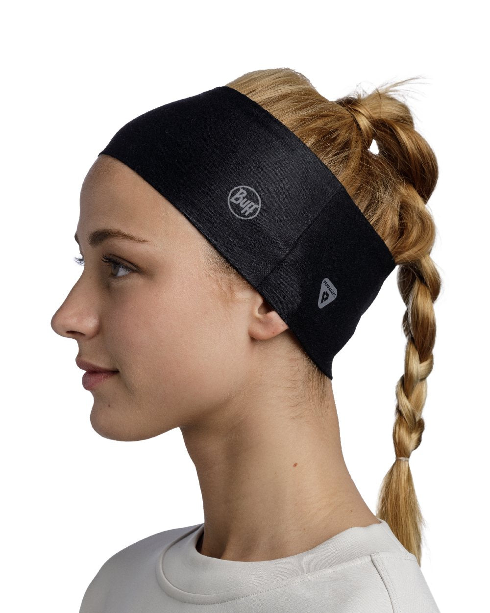 Black Coloured Buff Thermonet Headband on white background #colour_black