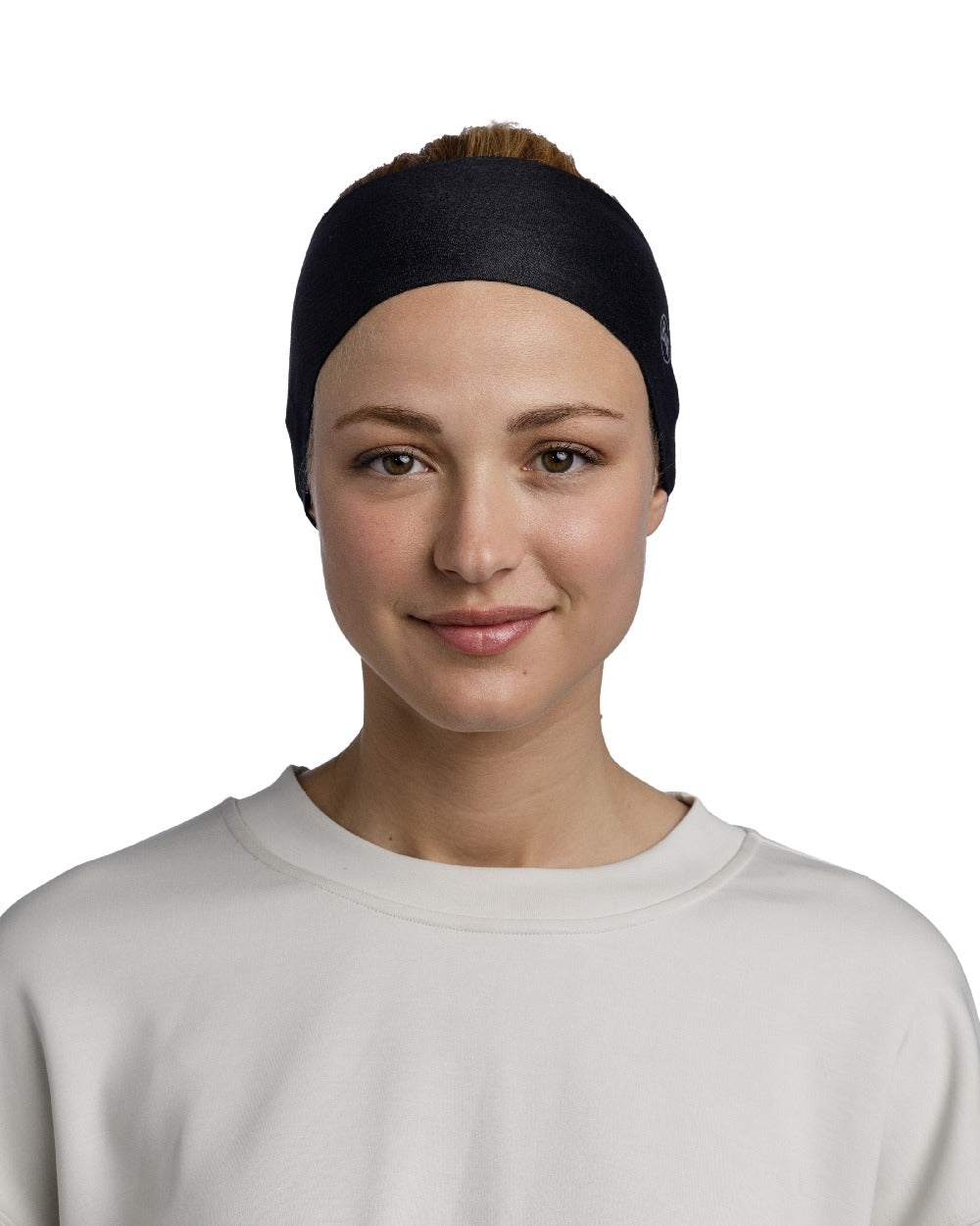 Black Coloured Buff Thermonet Headband on white background #colour_black