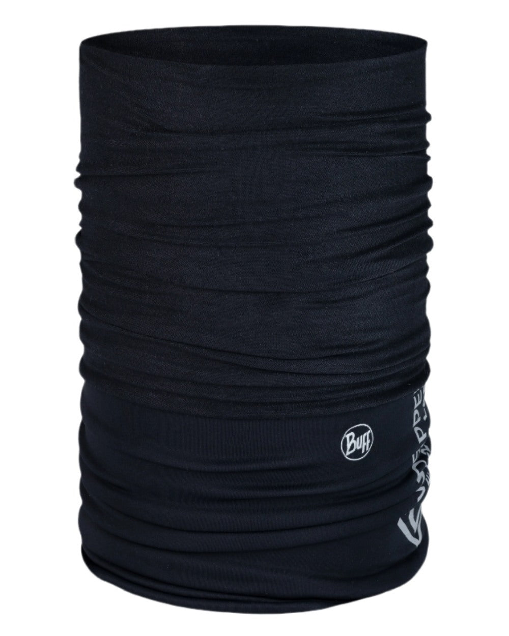 Solid Black Coloured Buff Windproof Neckwear on white background #colour_solid-black