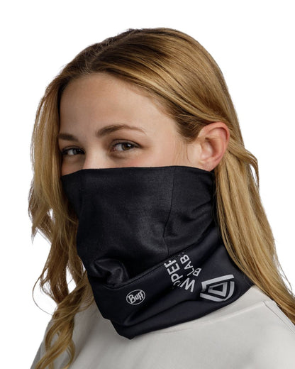 Solid Black Coloured Buff Windproof Neckwear on white background #colour_solid-black