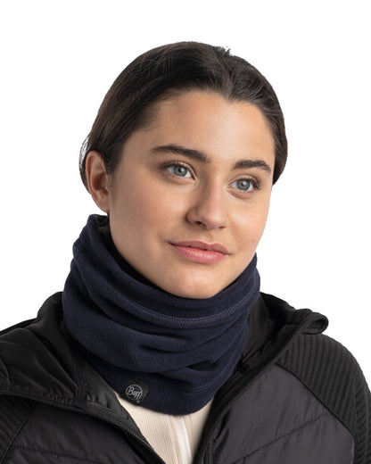 Dark Navy Coloured Buff Polar Neck Warmer on white background #colour_dark-navy