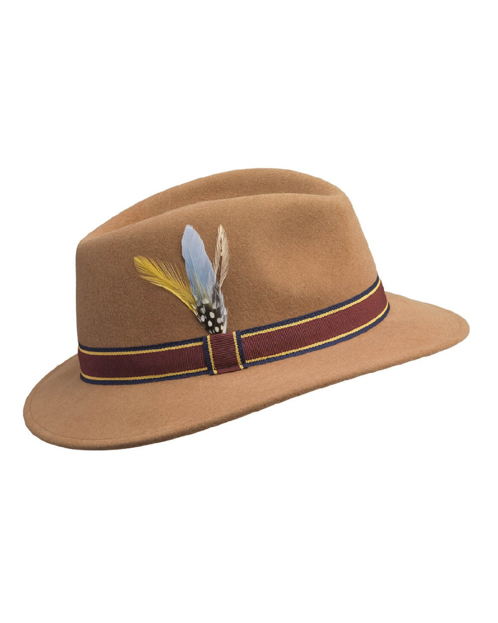 Camel Coloured Laksen Brixton Ladies Fedora Cashmere Hat On A White Background #colour_camel