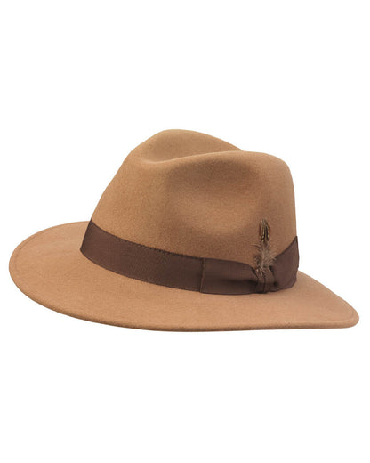 Camel Coloured Laksen Heritage Fedora Cashmere Hat On A White Background #colour_camel
