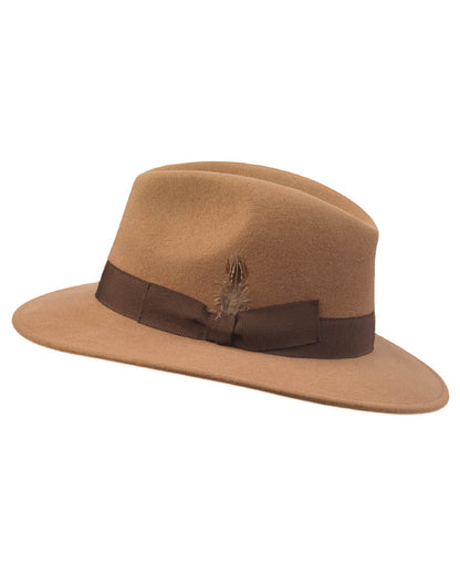 Camel Coloured Laksen Heritage Fedora Cashmere Hat On A White Background #colour_camel