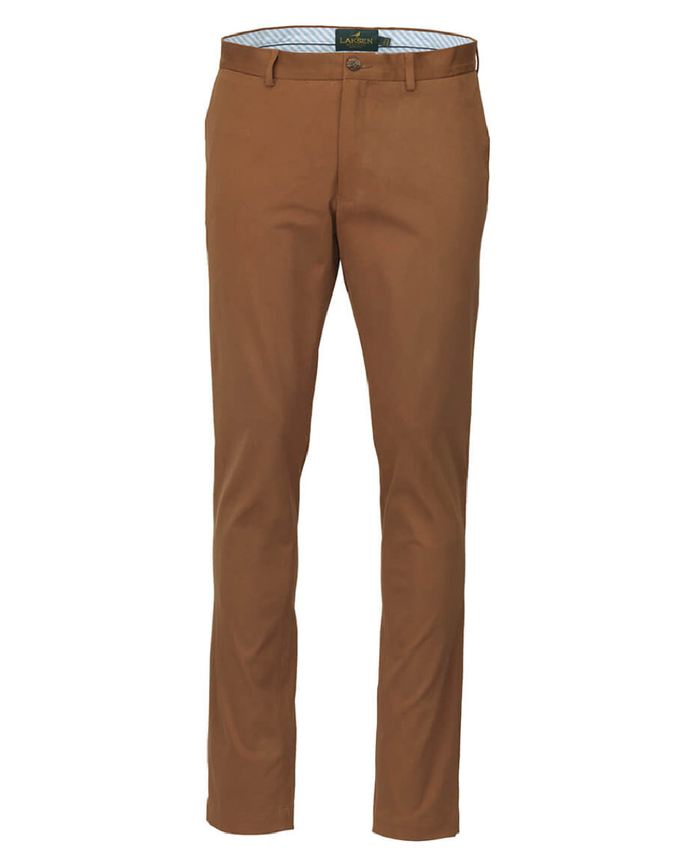 Camel Coloured Laksen Lumley Chino Trousers On A White Background #colour_camel