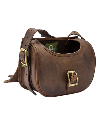 Brown Coloured Chatham Premium Antique Oiled Leather Cartridge Bag on white background #colour_brown