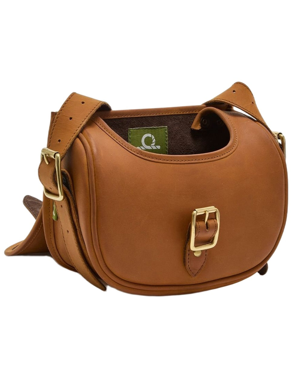Tan Coloured Chatham Premium Antique Oiled Leather Cartridge Bag on white background #colour_tan