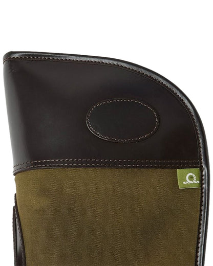 Green Dark Brown Coloured Chatham Premium Pull Up Leather Full Zip Gun Slip on white background #colour_green-dark-brown
