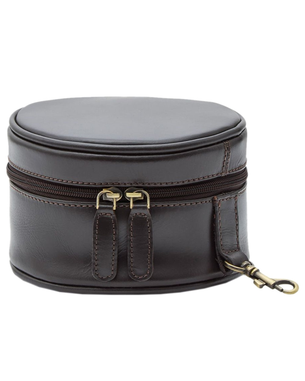 Dark Brown Coloured Chatham Premium Pull Up Leather Hearing Protection Case on white background #colour_dark-brown