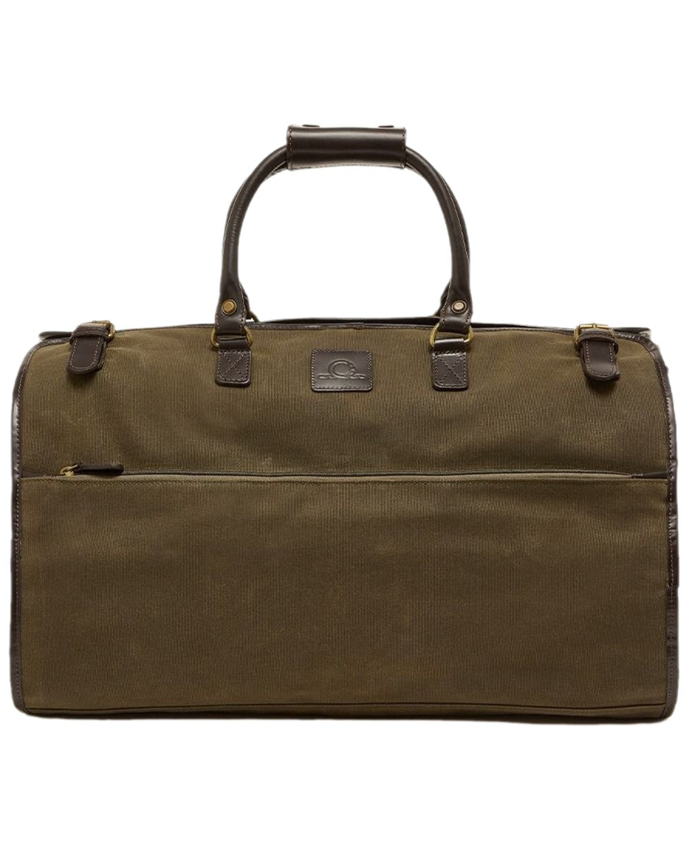 Green Dark Brown Coloured Chatham Waxed Canvas Duffel Bag & Suit Carrier on white background #colour_green-dark-brown
