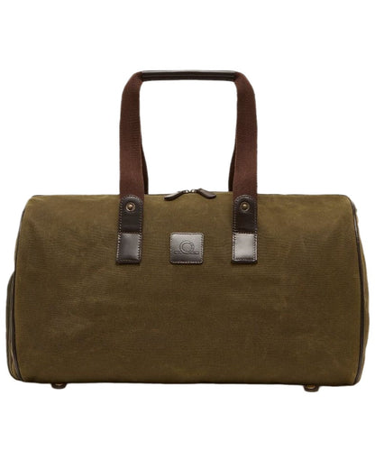 Green Dark Brown Coloured Chatham Waxed Canvas Duffel Bag & Suit Carrier on white background #colour_green-dark-brown