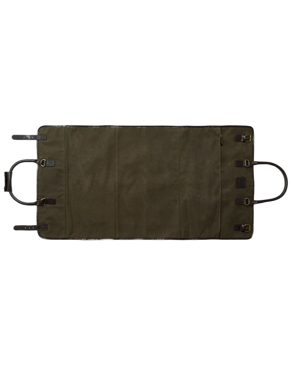Green Dark Brown Coloured Chatham Waxed Canvas Duffel Bag & Suit Carrier on white background #colour_green-dark-brown