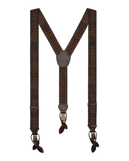 Walnut coloured Combi Braces, Buttons and Clips on white background #colour_walnut