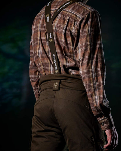 Brown Check coloured Deerhunter Ashton Shirt on forest background #colour_brown-check