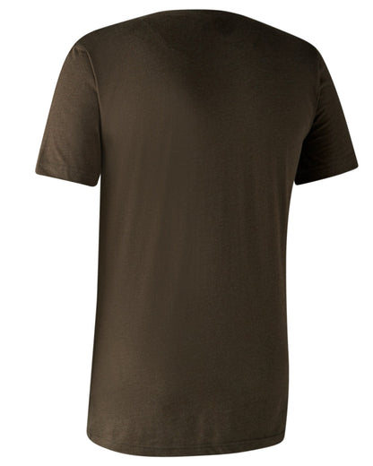 Adventure Green Melange Brown Leaf Melange coloured Deerhunter Basic 2-Pack T-Shirt on white background #colour_adventure-green-melange-brown-leaf-melange