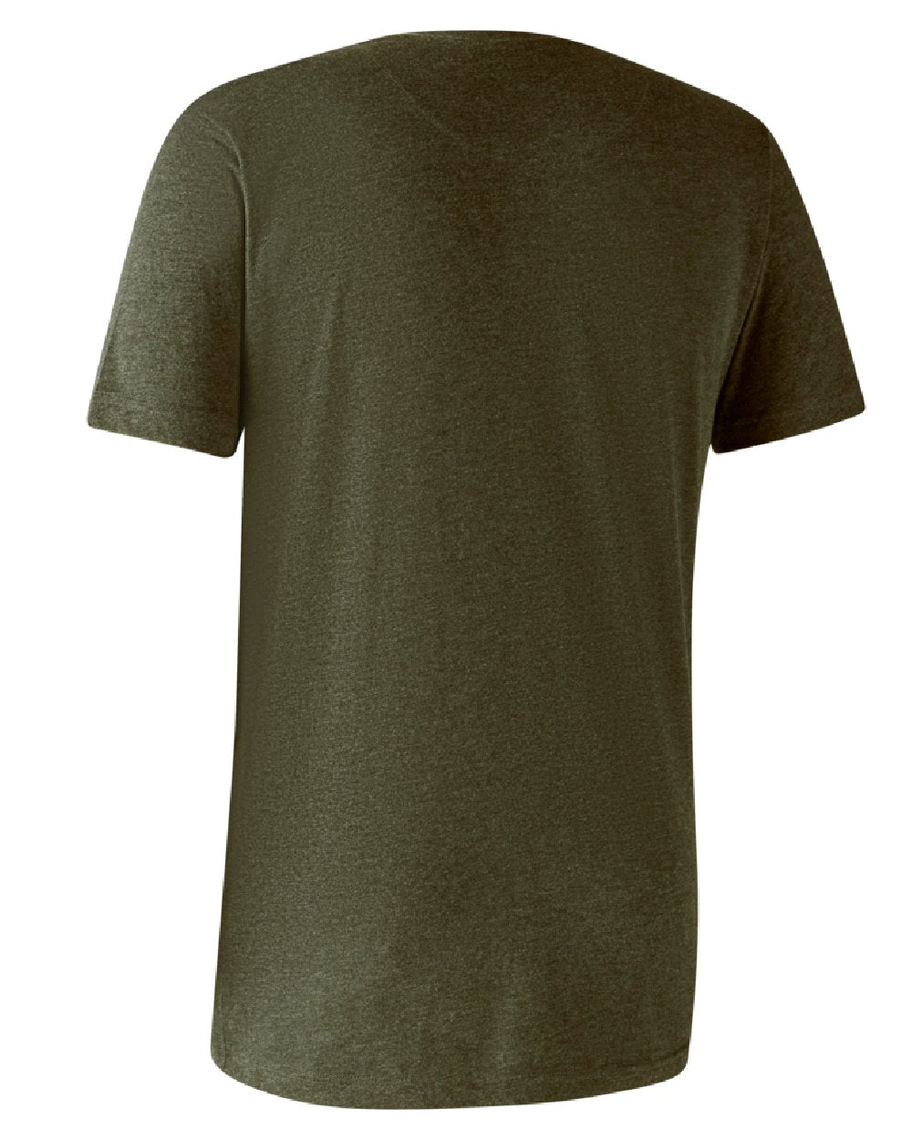 Adventure Green Melange Brown Leaf Melange coloured Deerhunter Basic 2-Pack T-Shirt on white background #colour_adventure-green-melange-brown-leaf-melange
