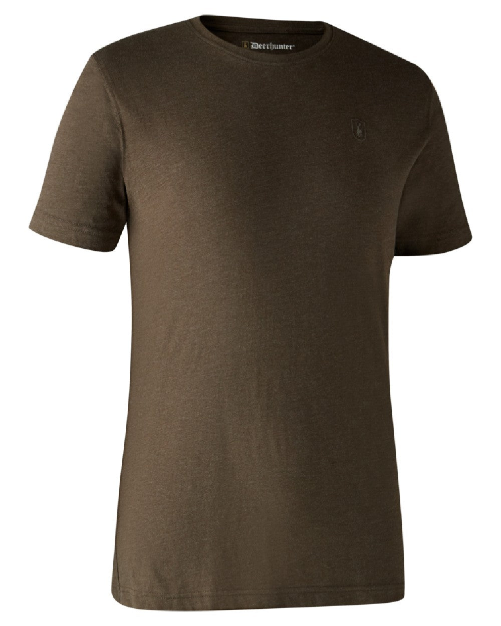 Adventure Green Melange Brown Leaf Melange coloured Deerhunter Basic 2-Pack T-Shirt on white background #colour_adventure-green-melange-brown-leaf-melange