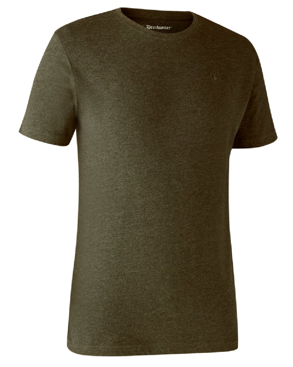Adventure Green Melange coloured Deerhunter Basic 2-Pack T-Shirt on white background #colour_adventure-green-melange
